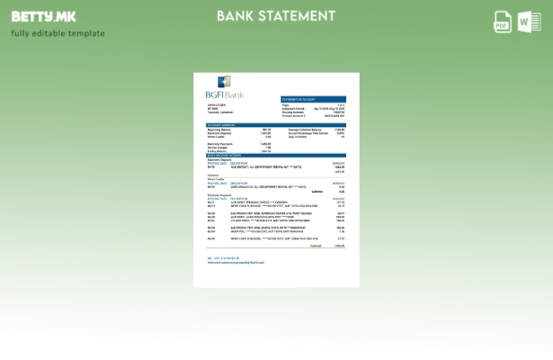 Модерен стил на шаблон за збор за извод од банка BGFI Bank Bonapriso